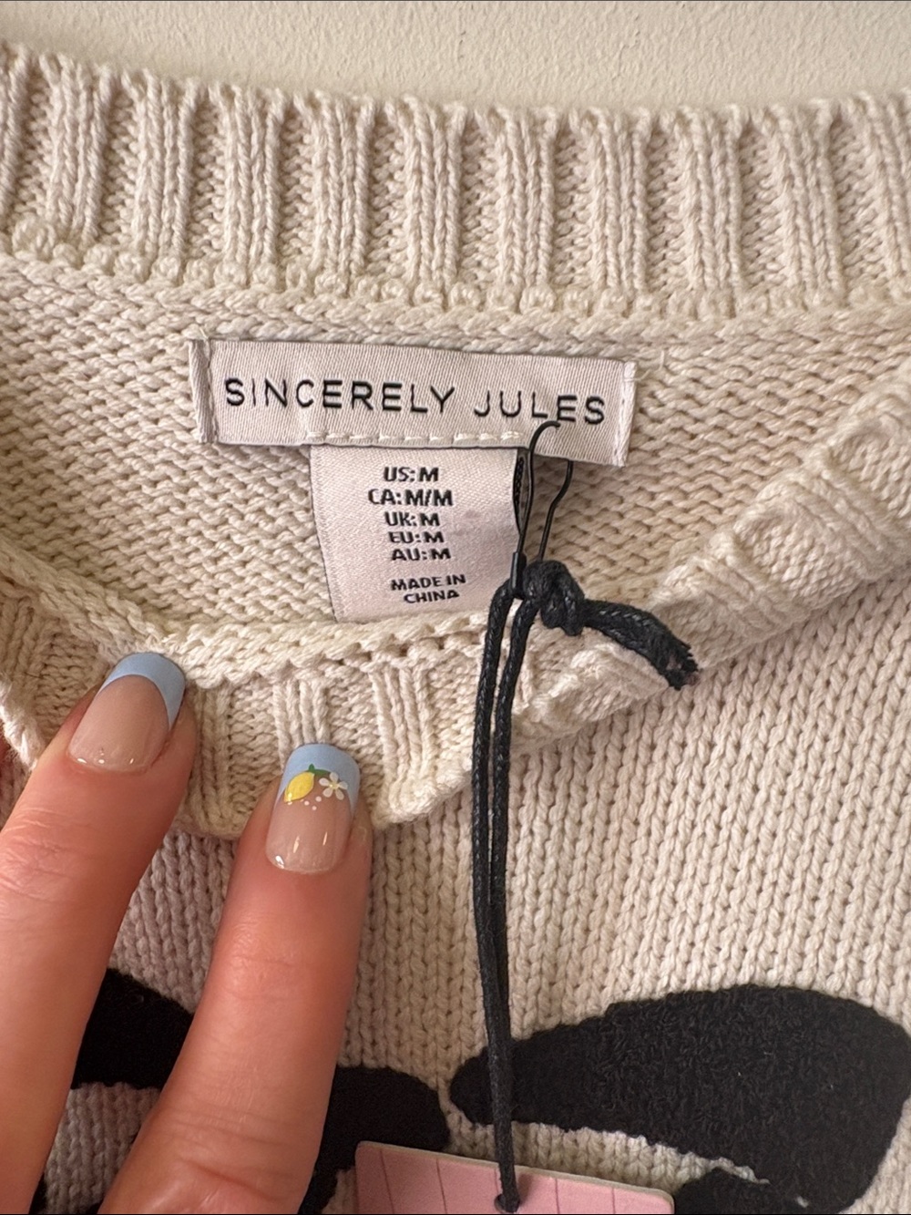 Sincerely Jules Cream Crewneck Sweater with Black Bow - Picture 6 of 6